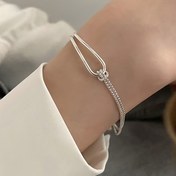 Resim 1 Adet Kadın Moda Takısı Minimalist Asimetrik Çift Katlı Kavisli Boru Eklemeli Yarım Zincir Bileklik - Uygun Fiyatlı Aksesuar 