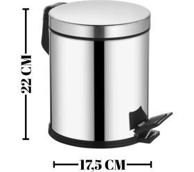 Resim 3 Litre Metal Paslanmaz Çöp Kovası, Pedallı, Banyo ve Mutfak Için 