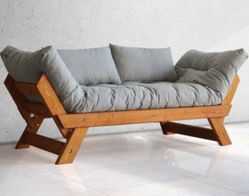 Resim WOODESK ADALAR MASİF AHŞAP KANEPE, TİK-GRİ RENK 