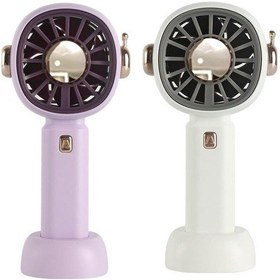 Resim 2 Adet El Tipi Standlı Vantilatör, Cep Vantilatörü Bir Beyaz + Bir Mor 