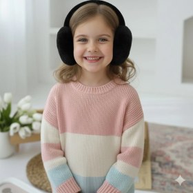 Resim Çocuk Siyah Peluş Kulaklık 