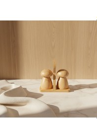 Resim Bambu 2'li Tuzluk Biberlik Baharatlık Doğal Suya Dayanıklı Açık Ahşap 