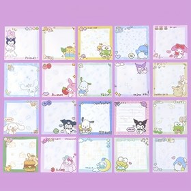 Resim 20 Parça Set, for Kuromi için Sevimli ve Taşınabilir Yapışkan Notlar, Cinnamon Dog, for Hello Kitty, for My Melody için Uygun, Ofis, Ev ve Çalışma İçin 