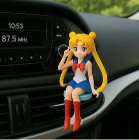 Resim ÇiçekAntalya Sarı Saçlı Selam Veren Anime Kız Figür Araç İçi Torpido Aksesuar 1 Adet 