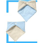 Resim Bebek Ağız Bezi Salya Önlüğü Fular Çok Amaç 2'li M-bej Krem - Mavi 