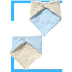 Resim Bebek Ağız Bezi Salya Önlüğü Fular Çok Amaç 2'li M-bej Krem - Mavi 