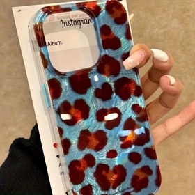 Resim Girdap deseni, lüks hissiyat, mavi arka plan, retro leopar desenli telefon kılıfı iPhone 11 12 13 14 15 16 pro max için 