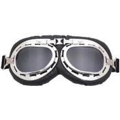 Resim Motosiklet Gözlükleri Vintage Pilot Deri Sürüş Gözlükleri Atv Off-road Çizilmez Toz Geçirmez Gözlük Erkekler Kadınlar Yetişkinler İçin Gümüşgri 