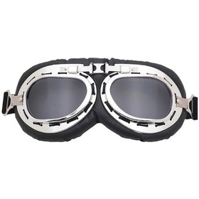 Resim Motosiklet Gözlükleri Vintage Pilot Deri Sürüş Gözlükleri Atv Off-road Çizilmez Toz Geçirmez Gözlük Erkekler Kadınlar Yetişkinler İçin Gümüşgri 