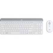 Resim logitech MK470 Kablosuz Beyaz İnce İngilizce Q Klavye + Mouse Seti 