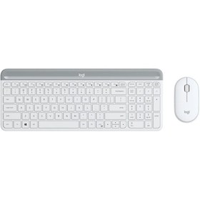 Resim logitech MK470 Kablosuz Beyaz İnce İngilizce Q Klavye + Mouse Seti 