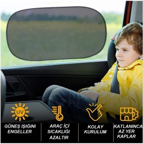 Resim Sogex Araç Arka Yan Cam Güneşlik Vantuzlu Oto Perde Seti Araç Perdesi 2 Adet 