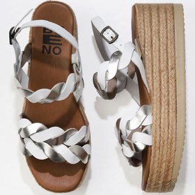 Resim Bueno Shoes Bej Beyaz Parlak Deri Kadın Dolgu Topuklu Sandalet 01wu6119 