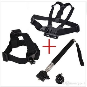 Resim Gopro Uyumlu Kafa Bandı Göğüs Bandı Ve Monopod- Seti Siyah 