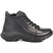 Resim Voyager Siyah Hakiki Deri Fermuarlı Bağcık Detaylı Kadın Düz Bot Çok Renkli 