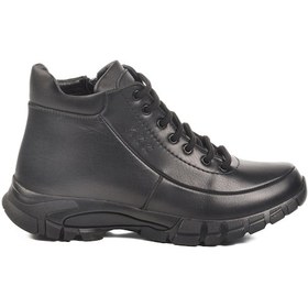 Resim Voyager Siyah Hakiki Deri Fermuarlı Bağcık Detaylı Kadın Düz Bot Çok Renkli 