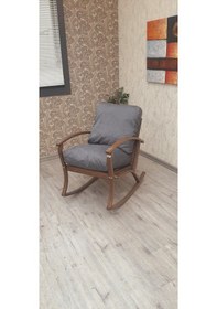 Resim Emideco Demonte Ahşap Sallanır Koltuk Sandalye Bahçe Salon Koltuğu 