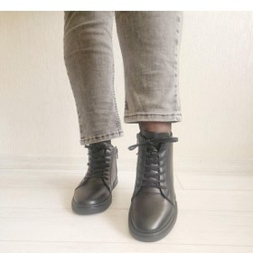 Resim Kadın Günlük Deri Rahat Fermuarlı Ortopedik Bot Siyah 