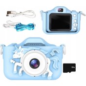 Resim AteşTech Çocuk Fotoğraf Makinesi 2inç Kılıflı Hd Dijital Selfie Kamera + 32GB Hafıza Kartı 