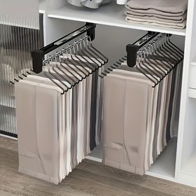 Resim Çok Yönlü Metal Teleskopik Askı - Takım Elbiseler, Ceketler & Daha Fazlası için Yer Tasarruflu Gardırop Düzenleyici, Pantolon Askısı, Kuru Askılar, Oda Dekoru için Mükemmel 