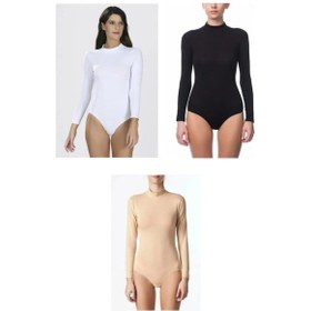 Resim Nbb 2960 Kadın Uzun Kol Çok Renkli Çıtçıtlı Body 6 Adet 001 