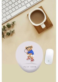 Resim Tenisçi Teddy Desenli Bilek Destekli Mouse Pad Mousepad 