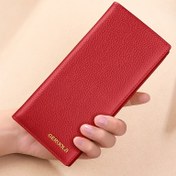 Resim 1 Adet Şık Kırmızı Gerçek Deri Kadın Cüzdanı - RFID Engelleme, İnce ve Hafif Tasarım, Çoklu Kart Yuvası, Geniş Kapasiteli, Minimalist Stil, Kolay Temizlenebilir Üst Kalite Sığır Derisi, Günlük Kullanım İçin Mükemmel, Güvenli Kart Saklama | Zarif Tasarım | Markalı Cüzdan 