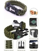 Resim Evvano Düdük Çakı Pusula Çakmaktaşı Paraşüt İpi Hayatta Kalma Bilekliği 