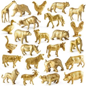 Resim 24 Adet Minyatür Hayvan Figürleri Seti, PVC Orman Safari Oyun Seti, Kaplan, Aslan, Fil, Zürafa Dahil Çeşitli Yaban Hayatı Modelleri - Seyahat, Doğum Günü, Noel, Cadılar Bayramı, Yeni Yıl Hediyeleri, Safari Süslemeleri İçin İdeal 