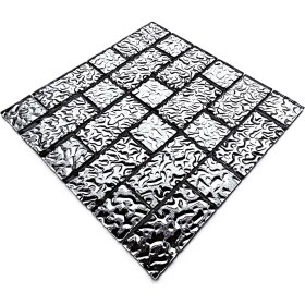 Resim MozaiKristaL Mutfak Tezgah Arası ve Iç Dekorasyon Için Desenli Gümüş Krom 30X30CM. Fileli Kristal Mozaik. 