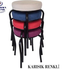 Resim Siyah Ayaklı 4 Adet Mutfak Balkon Taburesi 