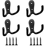 Resim Çift Kavisli Elbise Askısı Siyah , Çift Palto Askısı, Kapı Askısı 