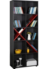 Resim Gaming 10 Raflı Kitaplık - Antrasit-kırmızı 75x188x30 Cm Gxyxd 