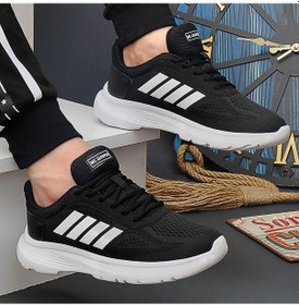 Resim 2202-jamper Anatomik Tabanlı Ultra Hafif Unisex Bağcıklı Sneakers Ayakkabı Siyah - Beyaz 