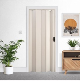 Resim Faran Dekorasyon 115 x 230 Beyaz Renk Camsız Pvc Akordiyon Katlanır Kapı - FRNAKMODEL-123 