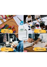 Resim Texta Flexi Masaüstü Büyüteç Ayarlanabilir Kademeli Led Aydınlatm 