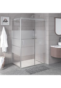 Resim Vesta D201 Dikdörtgen Duşakabin Parlak Profil Kumlu Cam H: 190 Cm Diğer 