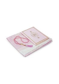 Resim Pembe Çeyizlik Seccade Seti Gelin Bohçasına Uygun Dini Hediyelik İsme Özel Yasin Kitabı 001 