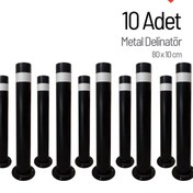 Resim İleri Trafik 10'lu Metal Delinatör Seti, Metal Duba 80 x 10 cm 