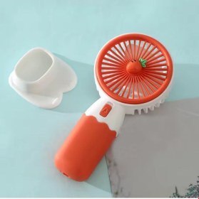 Resim Şarjlı Mini El Fanı Ve Masaüstü Fanı, Yüksek Hızlı Vantilatör, Güçlü Pervaneli Fan Renkli Meyve Desenli, - Havuç 