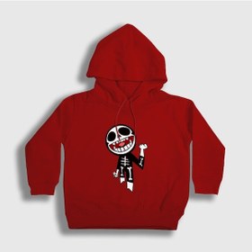 Resim Presmono Unisex Çocuk Bonesy Gorillaz Kapüşonlu Sweatshirt Kırmızı 