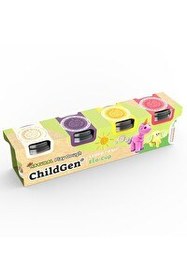 Resim ChildGen 4x125 GR Beyaz-Mor-Sarı-Pembe 4'lü Standart Doğal Oyun Hamuru Seti 
