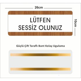 Resim zafrakreklam Lütfen Sessiz Olunuz Ofis Departman Kapı İsimliği, Yönlendirme levhası 26X10Cm BEYAZ-CEVİZ 