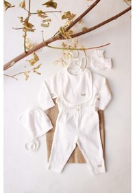 Resim Koala Nakışlı 5li Kruvaze Yenidoğan Set Beyaz 