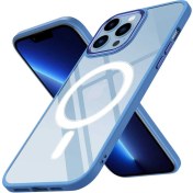Resim Apple iPhone 13 Pro Wireless Şarj Özellikli Buttom Magsafe Silikon Kapak Mavi Kılıf Gpack