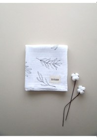 Resim Müslin Yaprak- Oeko-tex Sertifikalı %100 Pamuk 2 Katlı 110x115 Cm Bebek Müslin Battaniye & Örtü Ekru 