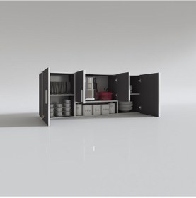 Resim Kenzlife hazır mutfak floro22 gri 060*150*22 mutfak banyo dolabı kapaklı raflı 