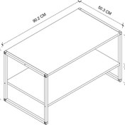 Resim Bofigo 50x90 Metal Orta Sehpa Dikdörtgen Orta Sehpa Raflı Kahve Sehpası Beyaz 