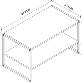 Resim Bofigo 50x90 Metal Orta Sehpa Dikdörtgen Orta Sehpa Raflı Kahve Sehpası Beyaz 