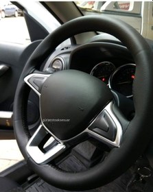 Resim 10 Adet Universal Deri Dikmeli Direksiyon Kılıfı Soft Siyah Deri-Siyah İpli 38×10CM 